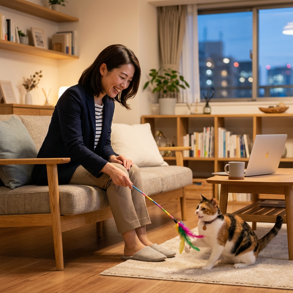 共働き家庭の猫飼育術！忙しくても愛猫を幸せにする時間の使い方 アイキャッチ