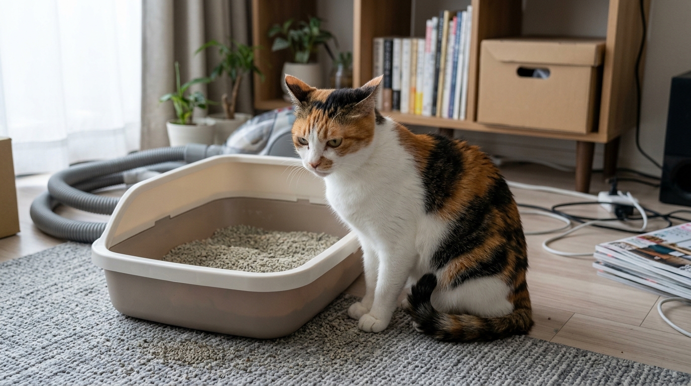 猫トイレのふち をかく - 2
