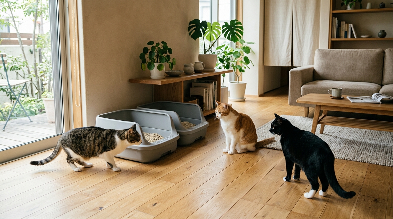 猫を多頭飼いする場合、トイレは何個必要?最適な設置数と配置 - 1
