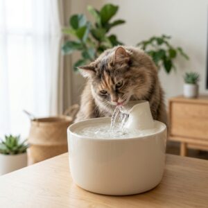 猫の飲水量を増やす工夫！なぜ流れる水を好むのか？ アイキャッチ