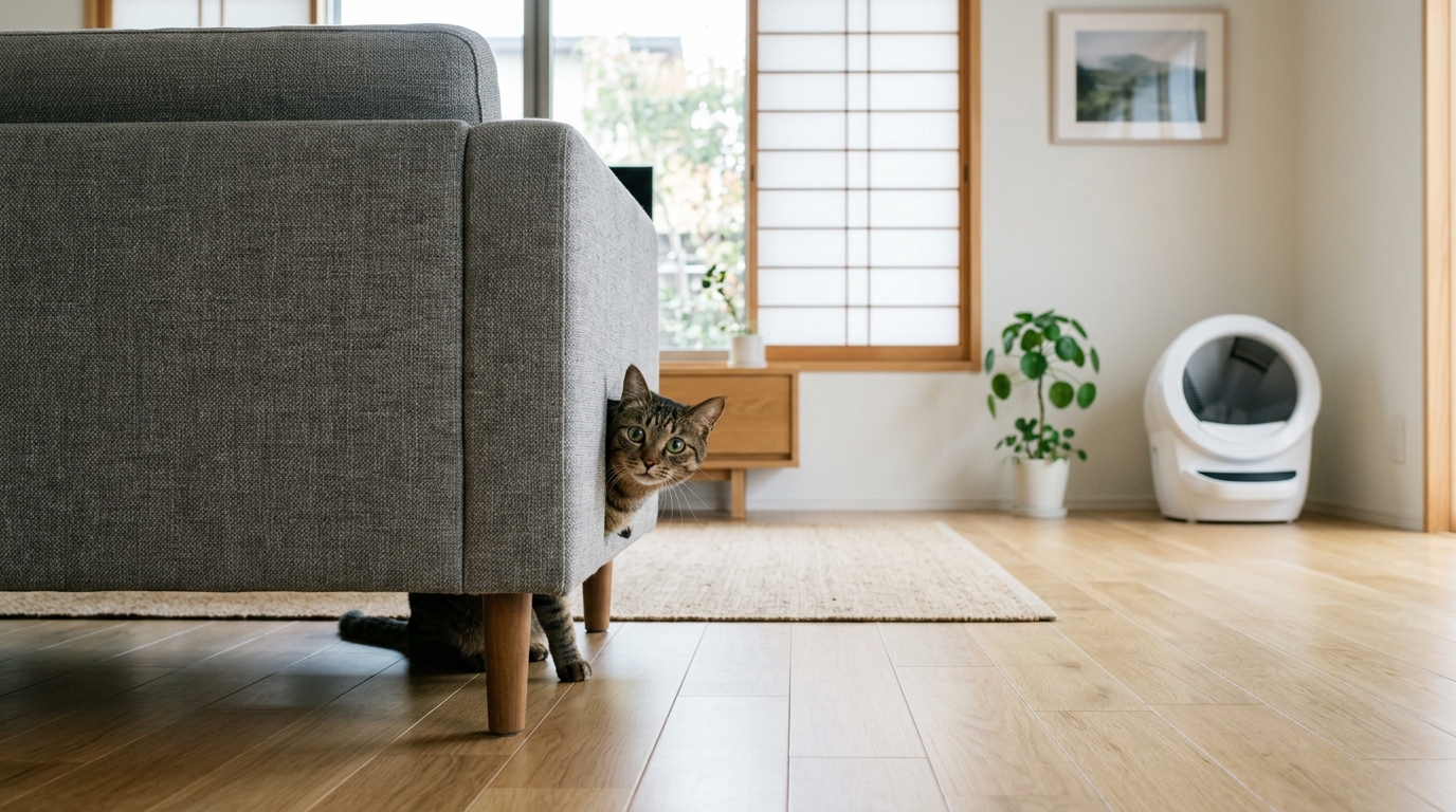 自動猫トイレを猫が怖がる時の対処法！慣れさせるためのステップ - 1