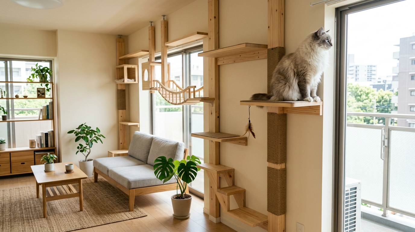 賃貸でも諦めない！壁を傷つけないキャットウォークのDIYアイデア - 1
