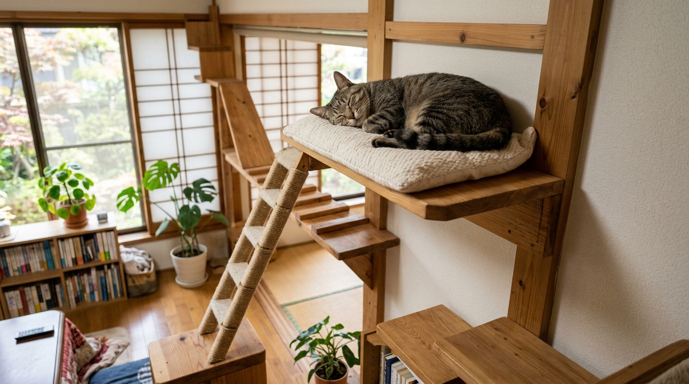 賃貸でも諦めない！壁を傷つけないキャットウォークのDIYアイデア - 3