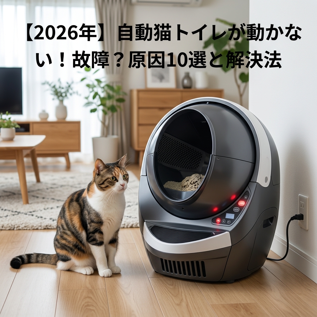 自動猫トイレが動かない・故障した？よくあるトラブルと解決法 アイキャッチ