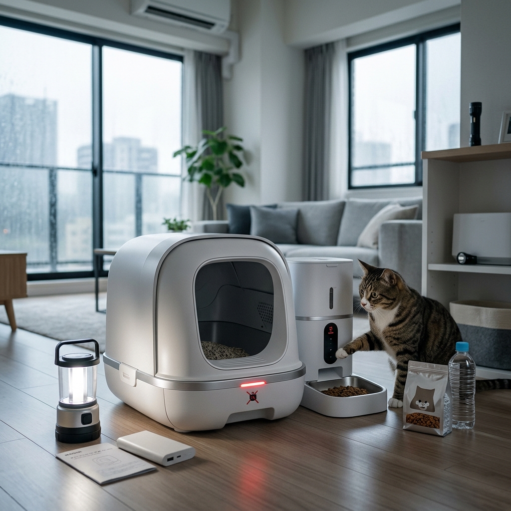 停電時の自動猫トイレ・給餌器はどうなる？災害時の備えと対策 アイキャッチ