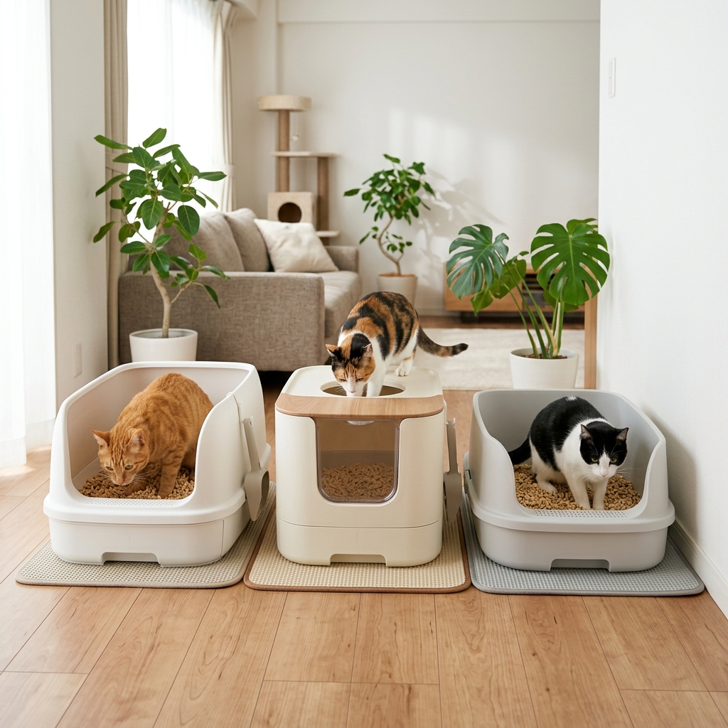 多頭飼いでのトイレの奪い合いを解決！平和なトイレ環境の作り方 アイキャッチ