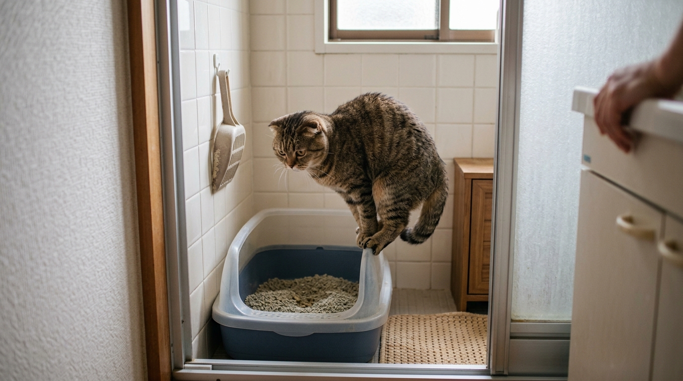 猫がトイレのふちに乗ってする…なぜ？原因と対策 - 1